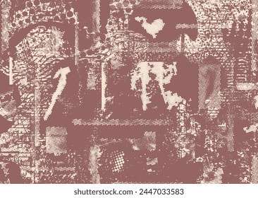 Aesthetic dotted design element. Duo tone poster . Modern art .Abstract composition . Half tone background. Halftone dots texture effect .Contemporary vector design