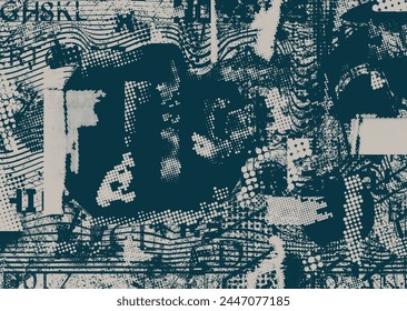 Aesthetic dotted design element. Duo tone poster . Modern art .Abstract composition . Half tone background. Halftone dots texture effect .Contemporary vector design