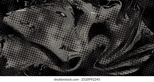 Aesthetic dotted design element. Duo tone poster . Modern art .Abstract composition . Half tone background. Halftone dots texture effect