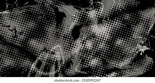 Aesthetic dotted design element. Duo tone poster . Modern art .Abstract composition . Half tone background. Halftone dots texture effect