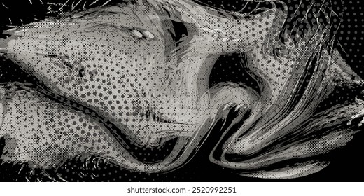 Aesthetic dotted design element. Duo tone poster . Modern art .Abstract composition . Half tone background. Halftone dots texture effect