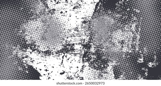 Elemento de design estético pontilhado. Duo tone poster . Arte moderna .Composição abstrata . Fundo de meio tom. Efeito de textura de pontos de meio-tom
