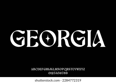 Aesthetic and elegant decorative serif font vector illustration