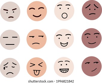 Emoticonos estéticos para el desarrollo de aplicaciones y diseño de sitios web. Emoji vector aislado en un fondo blanco. Paquete de iconos de emoticonos.