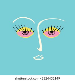 Aesthetic face. Modern trendy illustration of face