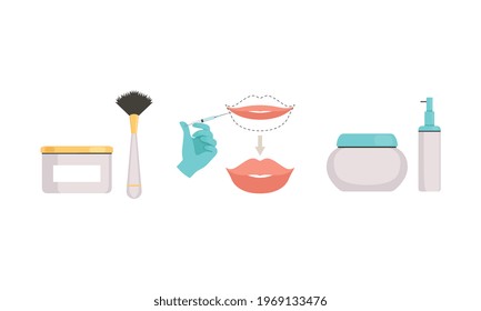 Aesthetic Face Skin Injection and Beauty Procedure Vector Set