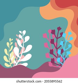 aesthetic floral background and textures vector with minimalist abstract design and organic shapes. autumn background vector. square sosial media template background