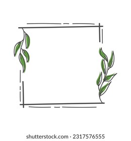 Aesthetic Floral Frame Illustration Isolated In White. Minimalist floral element designs for invitations, monograms, frames, borders, etc.