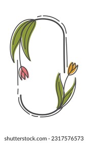 Aesthetic Floral Frame Illustration Isolated In White. Minimalist floral element designs for invitations, monograms, frames, borders, etc.