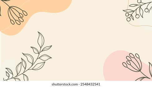 aesthetic floral hand drawn background. flat abstract and simple aesthetic background.