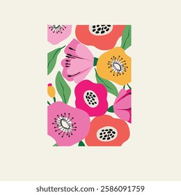 Aesthetic Flower Pattern Phone Wallpaper  Retro hippie wall art