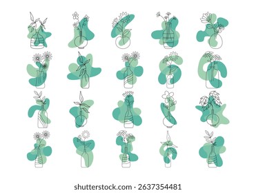 Aesthetic Flower Vase Element Set