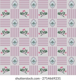 Estética, diseño de patrones de flores, patrón floral sin fisuras, patrón de ramas de flores sin fisuras, patrón de flores sin fisuras con flores pequeñas de colores. Fondo plano simple de flores brillantes