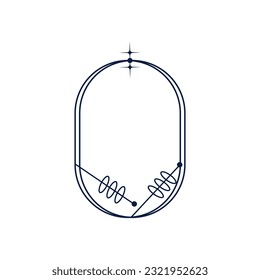 Marco estético de elemento mínimo. Forma gráfica Y2k con estrella y línea. Ilustración estética del vecor. Arco geométrico para el diseño moderno