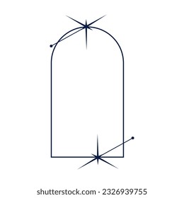 Aesthetic Frame minimal element. Y2k graphic shape with star and line. Aesthetic vecor illustration. Geometric arch for modern design