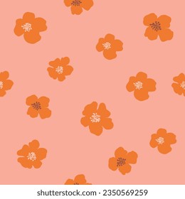 Aesthetic funky abstract flowers pattern. Curvy pastel groovy floral for decor, social media, post, print, poster, textile, fabric. Retro daisy flowers design. Vector illustration.