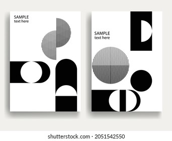 Aesthetic geometric brochures . Bauhaus poster . Modern art .Abstract minimal negative space poster . Contemporary art vector  design 