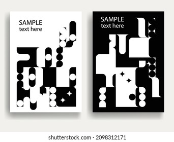Aesthetic geometric brochures . Bauhaus poster . Modern art .Abstract minimal negative space composition . Contemporary vector  design 