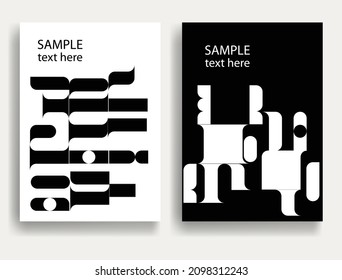 Aesthetic geometric brochures . Bauhaus poster . Modern art .Abstract minimal negative space composition . Contemporary vector  design 