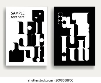 Aesthetic geometric brochures . Bauhaus poster . Modern art .Abstract minimal negative space composition . Contemporary vector  design 