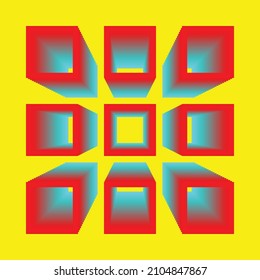 Aesthetic geometric brochures . Bauhaus poster . Modern art .Abstract composition . Squares in perspective. Contemporary vector design 