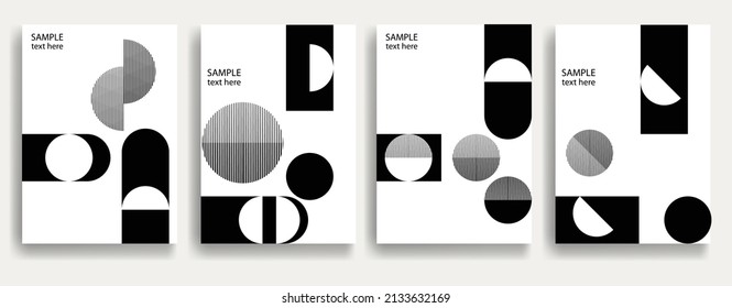 Aesthetic geometric brochures . Bauhaus poster . Modern art .Abstract minimal negative space composition . Contemporary vector  design 