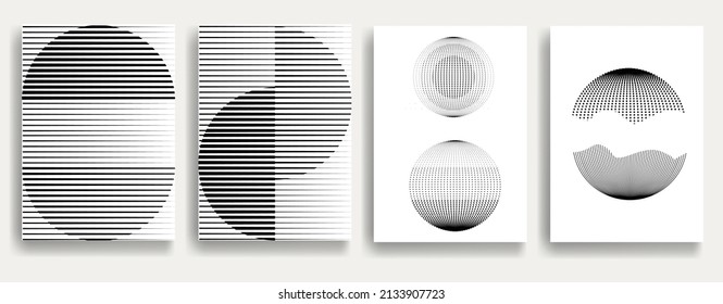 Aesthetic geometric brochures . Bauhaus poster . Modern art .Abstract minimal negative space composition . Contemporary vector  design 