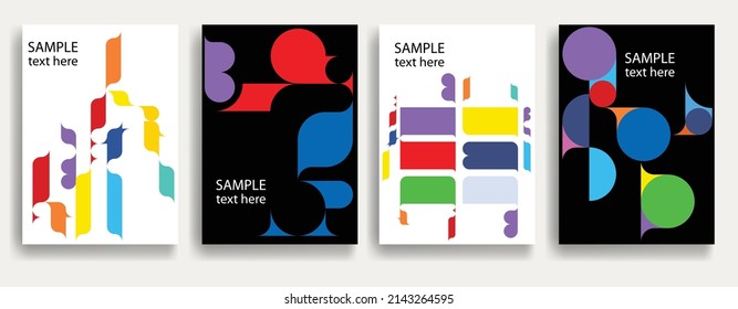 Aesthetic geometric brochures . Bauhaus poster . Modern art .Abstract minimal negative space composition . Contemporary vector  design 