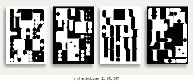 Aesthetic geometric brochures . Bauhaus poster . Modern art .Abstract minimal negative space composition . Contemporary vector  design 