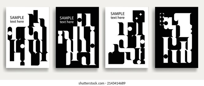 Aesthetic Geometric Brochures . Bauhaus Poster . Modern Art .Abstract Minimal Negative Space Composition . Contemporary Vector  Design 