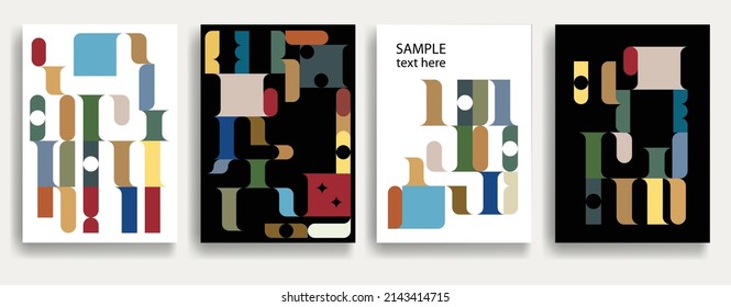 Aesthetic geometric brochures . Bauhaus poster . Modern art .Abstract minimal negative space composition . Contemporary vector  design 