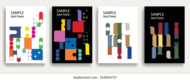 Aesthetic geometric brochures . Bauhaus poster . Modern art .Abstract minimal negative space composition . Contemporary vector  design 