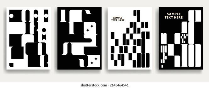 Aesthetic geometric brochures . Bauhaus poster . Modern art .Abstract minimal negative space composition . Contemporary vector  design 