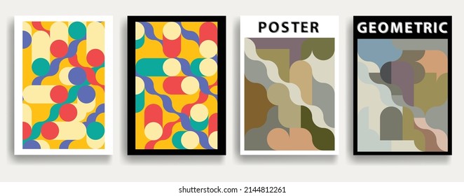 Aesthetic geometric brochures . Bauhaus poster . Modern art .Abstract minimal negative space composition . Contemporary vector  design 