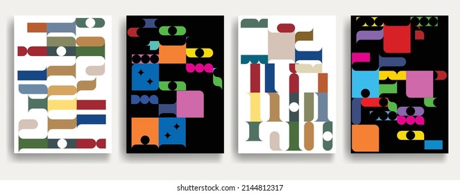 Aesthetic geometric brochures . Bauhaus poster . Modern art .Abstract minimal negative space composition . Contemporary vector  design 