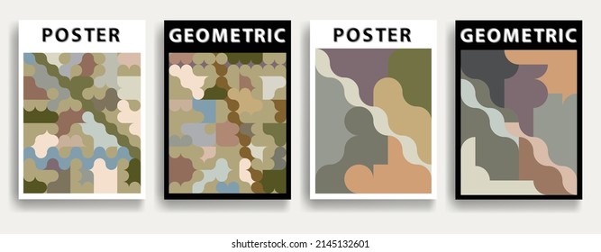 Aesthetic geometric brochures . Bauhaus poster . Modern art .Abstract minimal negative space composition . Contemporary vector  design 