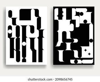 Aesthetic geometric brochures . Modern art .Abstract minimal negative space composition . Contemporary vector  design 