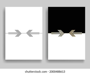 Aesthetic geometric brochures . One line logo . Modern art .Abstract minimal negative space poster . Contemporary vector arrow design 