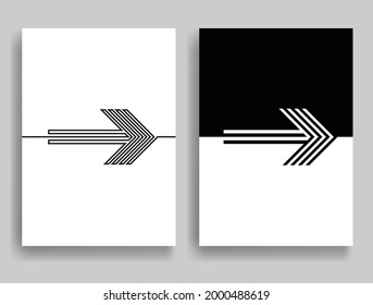 Aesthetic geometric brochures . One line logo . Modern art .Abstract minimal negative space poster . Contemporary vector arrow design 