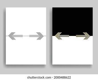 Aesthetic geometric brochures . One line logo . Modern art .Abstract minimal negative space poster . Contemporary vector arrow design 