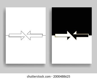 Aesthetic geometric brochures . One line logo . Modern art .Abstract minimal negative space poster . Contemporary vector arrow design 