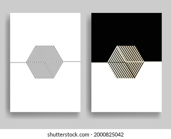 Aesthetic geometric brochures . One line logo . Modern art .Abstract minimal negative space poster . Contemporary vector design 