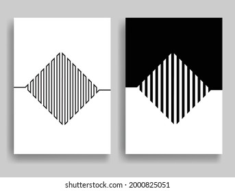 Aesthetic geometric brochures . One line logo . Modern art .Abstract minimal negative space poster . Contemporary vector design 