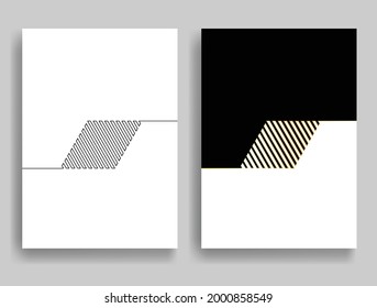 Aesthetic geometric brochures . One line logo . Modern art .Abstract minimal negative space poster . Contemporary vector arrow design 