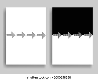 Aesthetic geometric brochures . One line logo . Modern art .Abstract minimal negative space poster . Contemporary vector arrow design 
