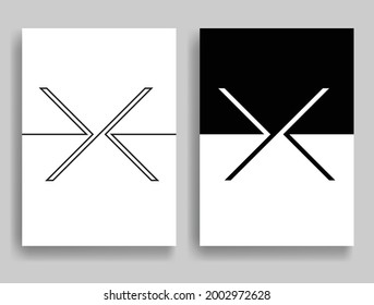 Aesthetic geometric brochures . One line logo . Modern art .Abstract minimal negative space poster . Contemporary vector arrow design 