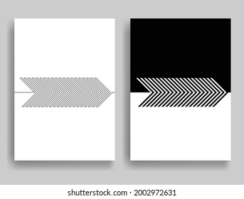 Aesthetic geometric brochures . One line logo . Modern art .Abstract minimal negative space poster . Contemporary vector arrow design 