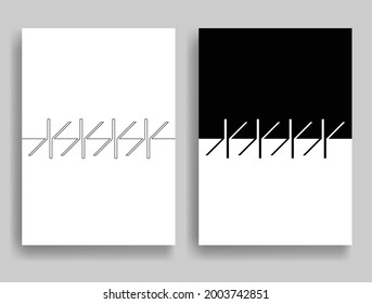 Aesthetic geometric brochures . One line logo . Modern art .Abstract minimal negative space poster . Contemporary vector arrow design 