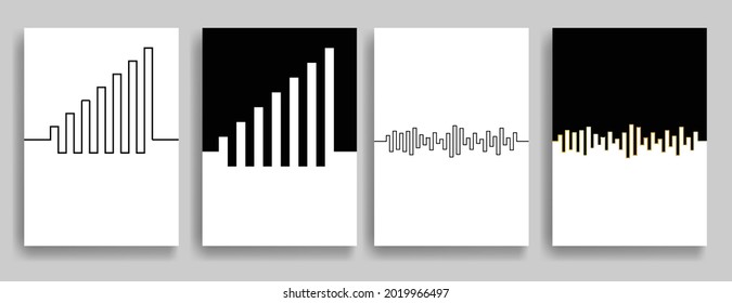 Aesthetic geometric brochures . One line logo . Modern art .Abstract minimal negative space poster . Contemporary vector arrow design 