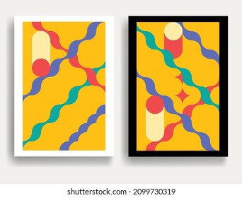 Aesthetic geometric posters .Modern art .Abstract minimal composition . Contemporary vector design 